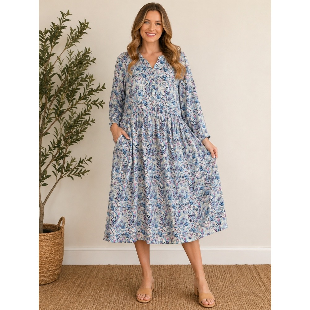 Simply Southern Midi Dress Womens XXL Floral Cottagecore Button Front NWT